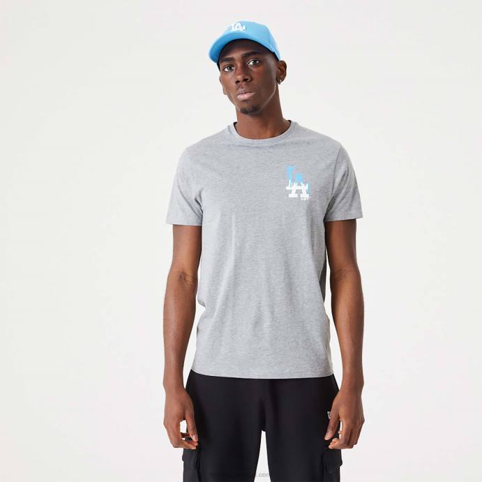 FFTN3136 New Era camiseta cinza média la dodgers mlb drip logo