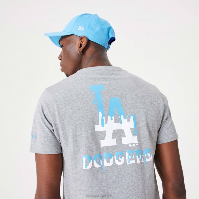 FFTN3136 New Era camiseta cinza média la dodgers mlb drip logo