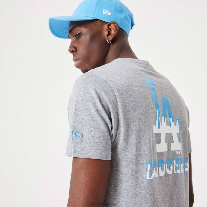 FFTN3136 New Era camiseta cinza média la dodgers mlb drip logo