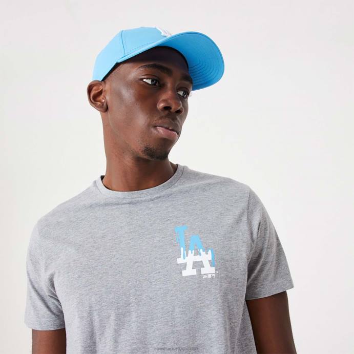 FFTN3136 New Era camiseta cinza média la dodgers mlb drip logo