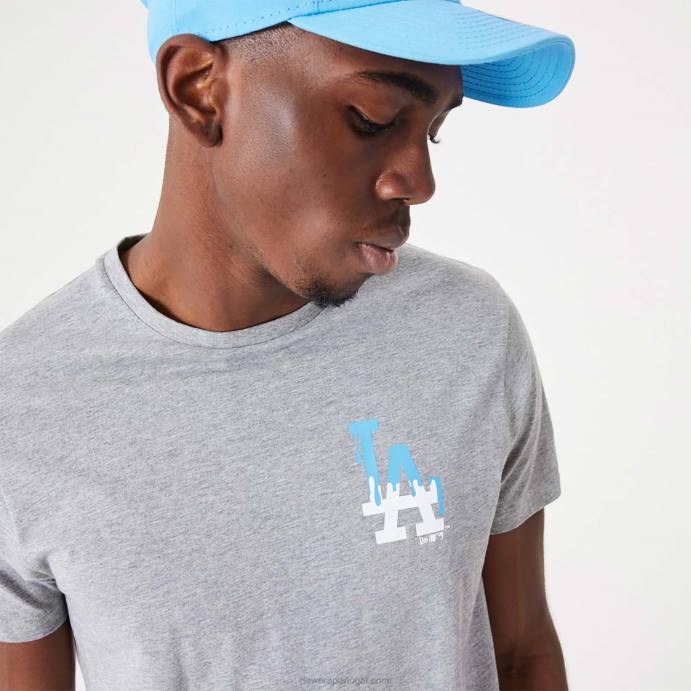 FFTN3136 New Era camiseta cinza média la dodgers mlb drip logo