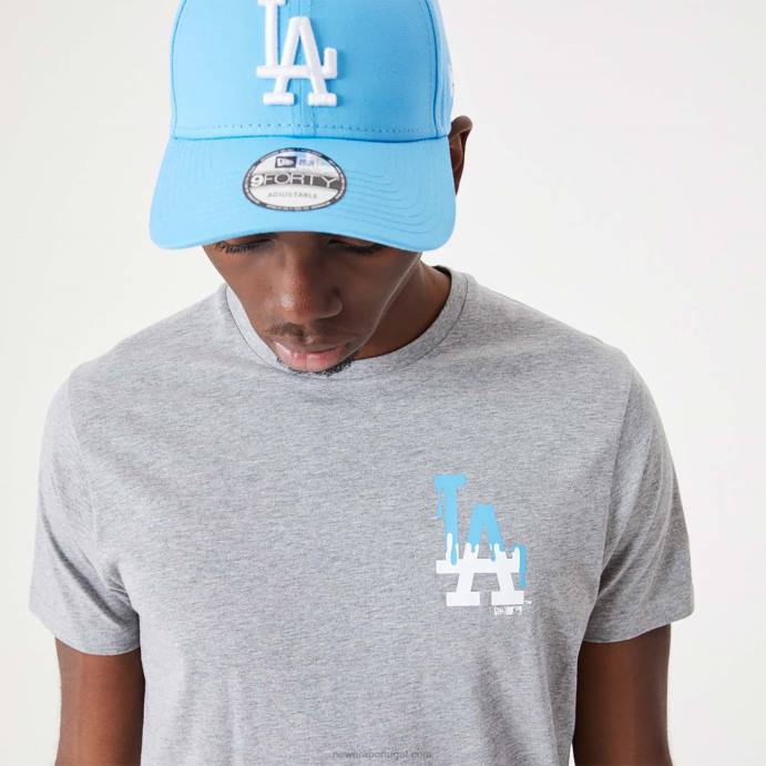FFTN3136 New Era camiseta cinza média la dodgers mlb drip logo