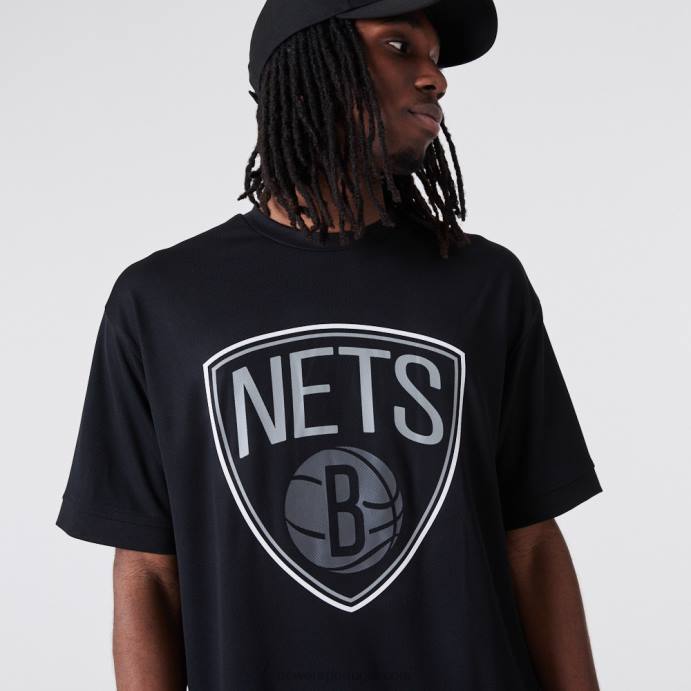 FFTN3138 New Era brooklyn nets nba t-shirt malha contorno preto
