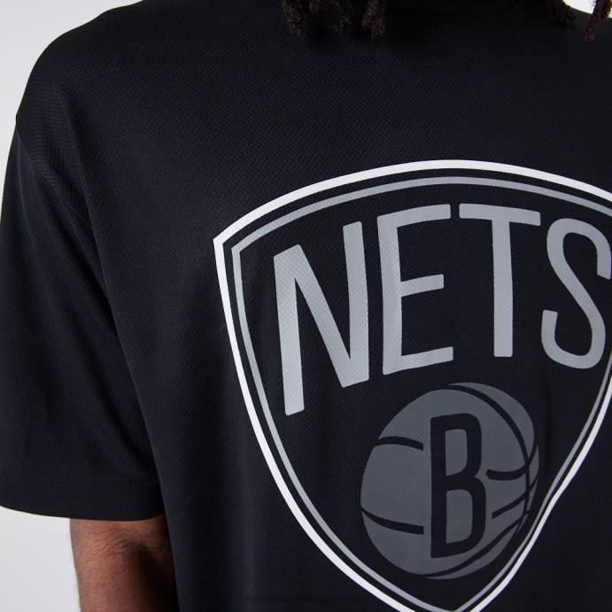 FFTN3138 New Era brooklyn nets nba t-shirt malha contorno preto