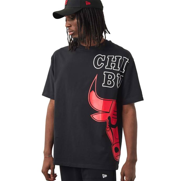 FFTN3141 New Era camiseta preta chicago bulls nba side logo