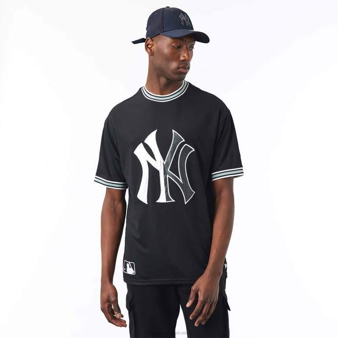 FFTN3142 New Era camiseta preta com logo da equipe new york yankees mlb