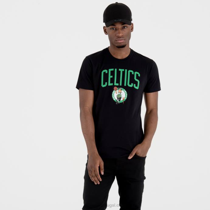 FFTN3145 New Era camiseta preta com logo do Boston Celtics