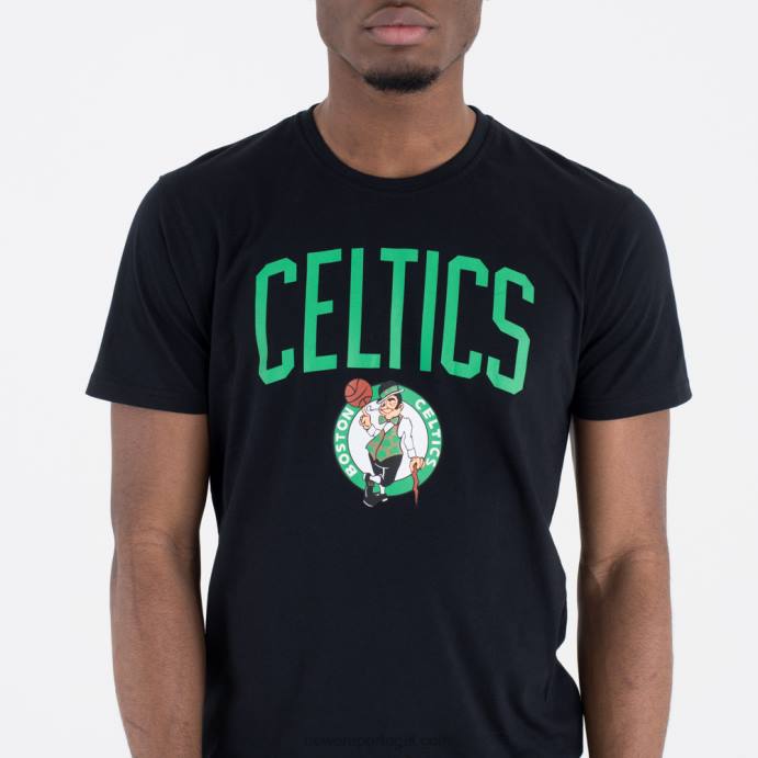 FFTN3145 New Era camiseta preta com logo do Boston Celtics