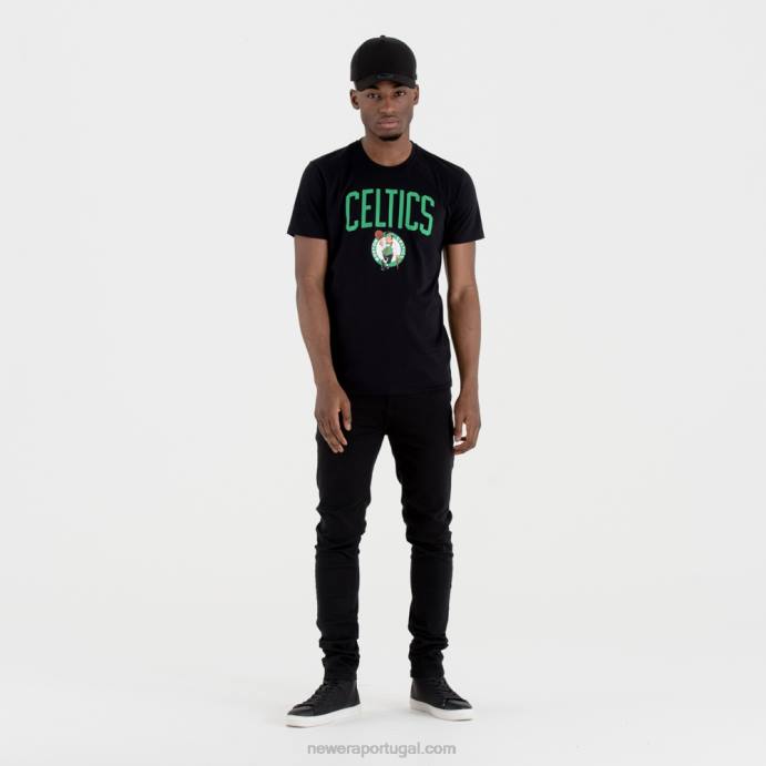 FFTN3145 New Era camiseta preta com logo do Boston Celtics