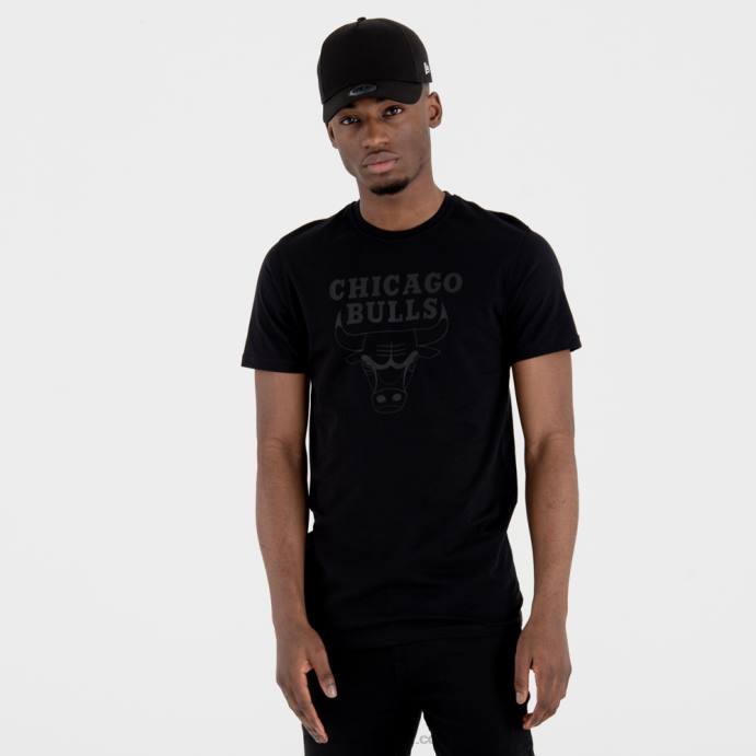 FFTN3147 New Era camiseta preta com logo do time chicago bulls