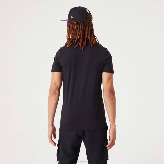 FFTN3148 New Era camiseta preta la lakers nba infill com estampa