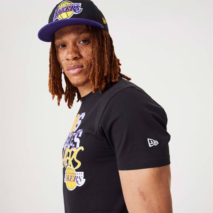 FFTN3148 New Era camiseta preta la lakers nba infill com estampa