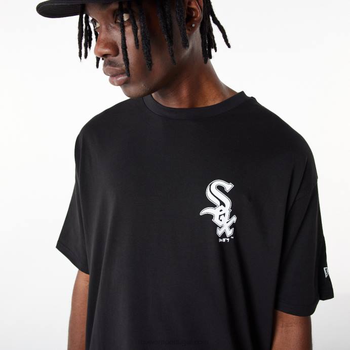 FFTN3149 New Era camiseta oversized preta chicago white sox mlb league essentials