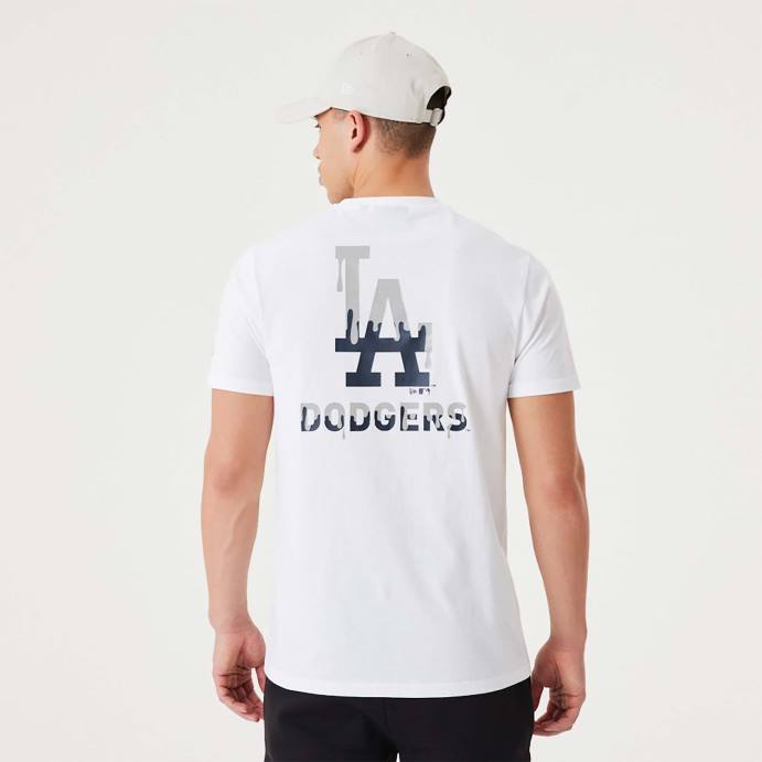 FFTN3150 New Era camiseta branca la dodgers mlb drip logo