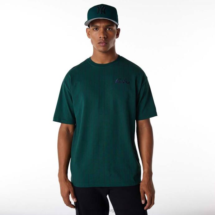 FFTN3151 New Era camiseta oversized verde risca de giz