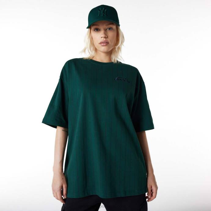 FFTN3151 New Era camiseta oversized verde risca de giz
