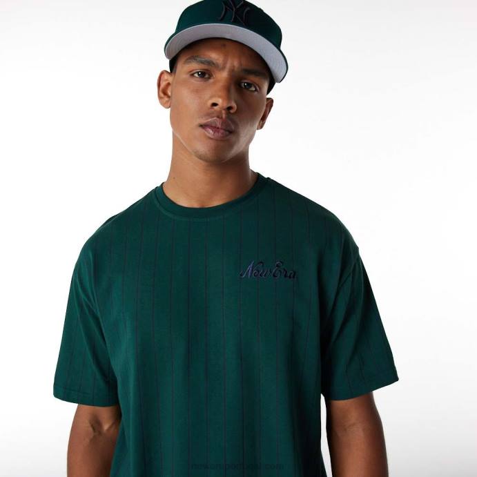 FFTN3151 New Era camiseta oversized verde risca de giz