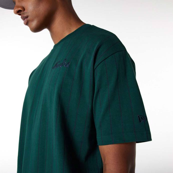 FFTN3151 New Era camiseta oversized verde risca de giz