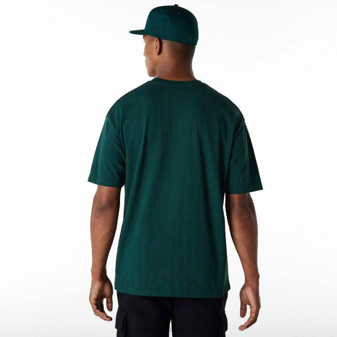 FFTN3151 New Era camiseta oversized verde risca de giz