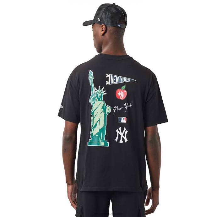 FFTN3154 New Era New York Yankees MLB City Camiseta oversized preta com estampa