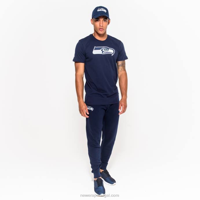 FFTN3160 New Era camiseta azul com logotipo do time seattle seahawks