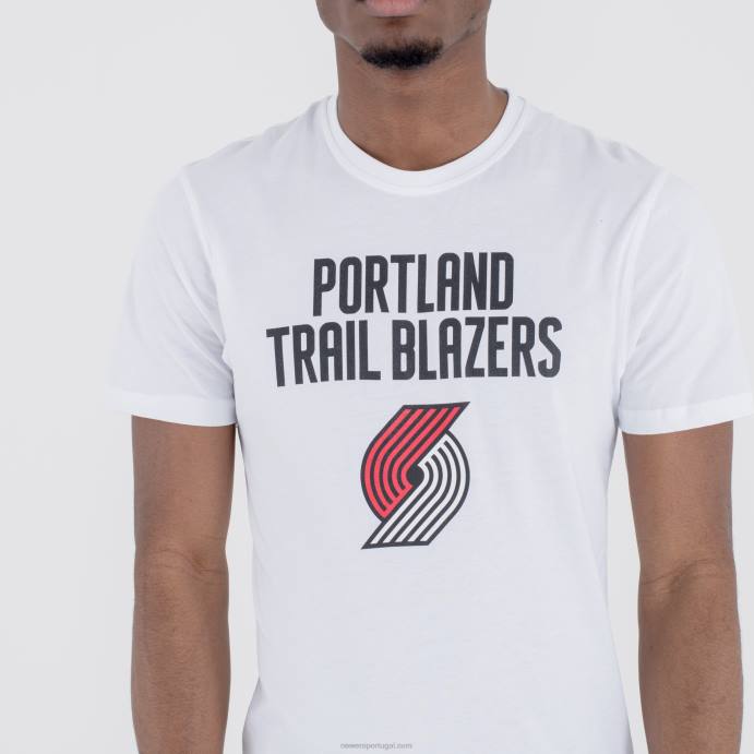 FFTN3161 New Era portland trail blazers camiseta branca com logotipo do time da nba