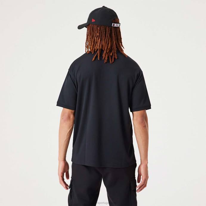 FFTN3163 New Era camiseta oversized preta com logo da nba
