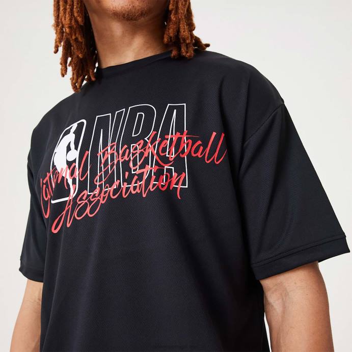 FFTN3163 New Era camiseta oversized preta com logo da nba