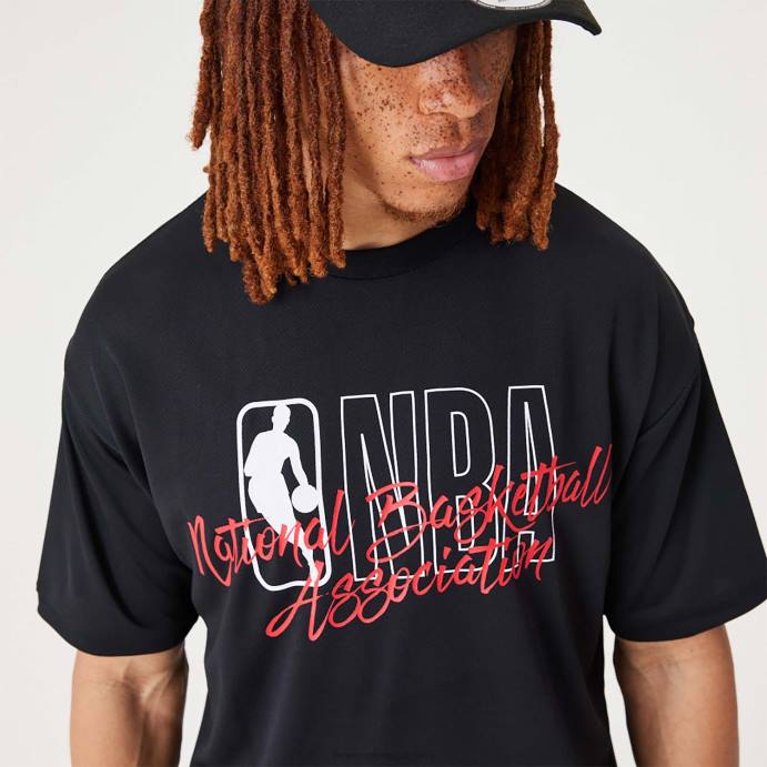 FFTN3163 New Era camiseta oversized preta com logo da nba