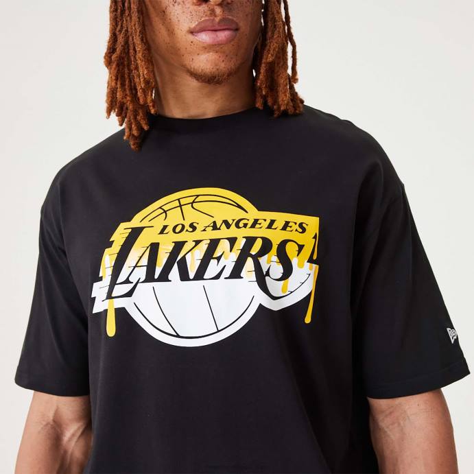FFTN3164 New Era camiseta preta la lakers nba drip logo