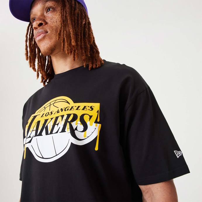 FFTN3164 New Era camiseta preta la lakers nba drip logo