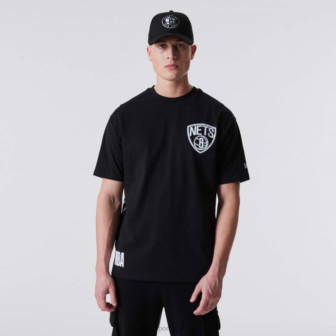 FFTN3165 New Era camiseta preta oversized neon brooklyn nets