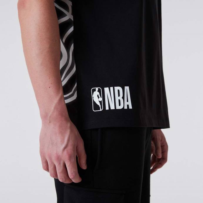 FFTN3165 New Era camiseta preta oversized neon brooklyn nets