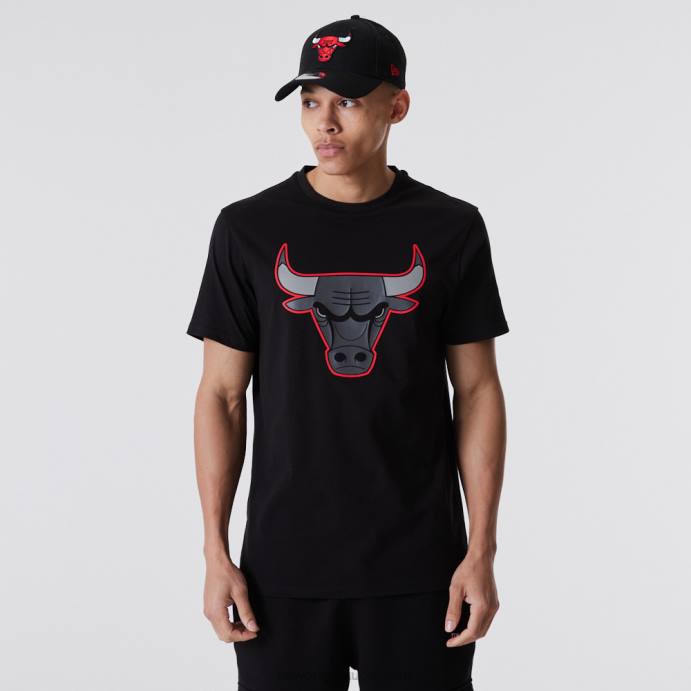 FFTN3166 New Era chicago bulls nba t-shirt com logotipo preto