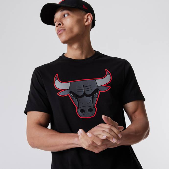 FFTN3166 New Era chicago bulls nba t-shirt com logotipo preto