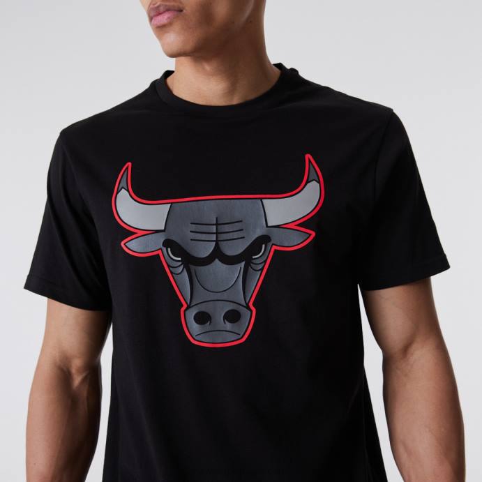 FFTN3166 New Era chicago bulls nba t-shirt com logotipo preto