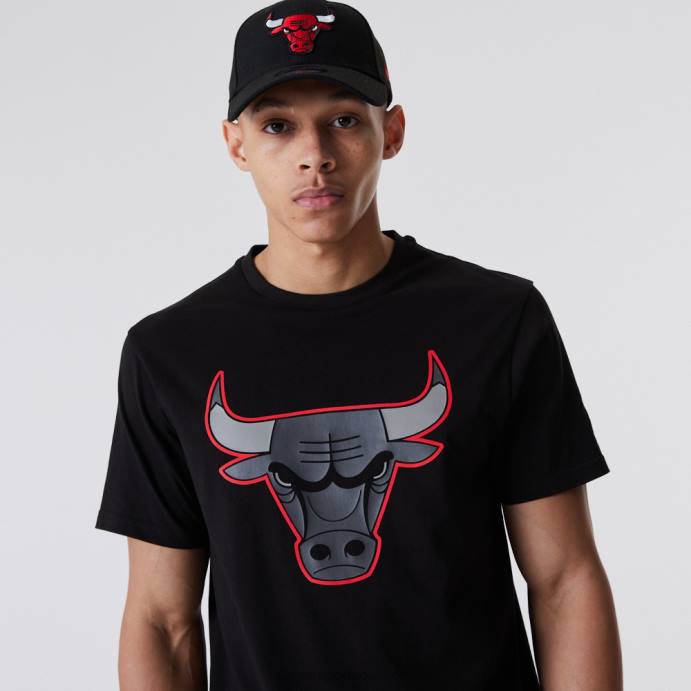 FFTN3166 New Era chicago bulls nba t-shirt com logotipo preto