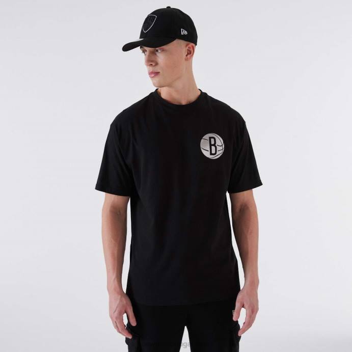 FFTN3167 New Era camiseta preta metalizada do brooklyn nets nba