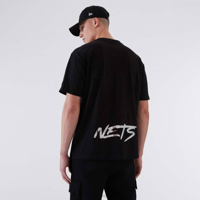 FFTN3167 New Era camiseta preta metalizada do brooklyn nets nba