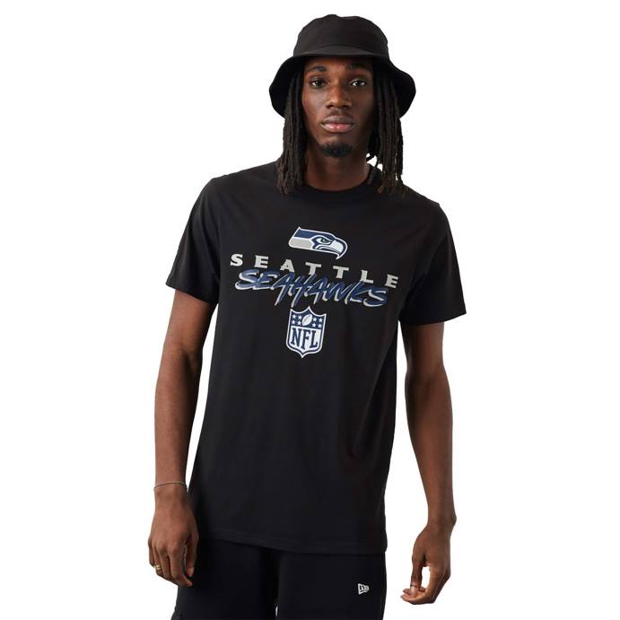 FFTN3169 New Era camiseta preta seattle seahawks nfl script