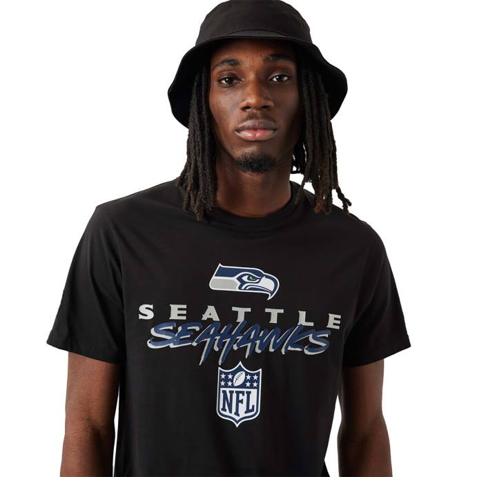 FFTN3169 New Era camiseta preta seattle seahawks nfl script