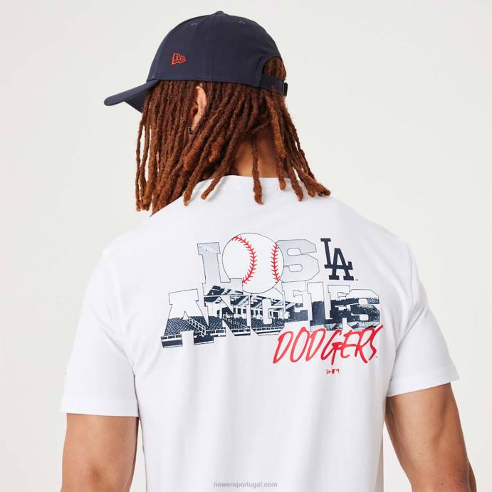 FFTN3170 New Era la dodgers mlb camiseta com logotipo da equipe branca