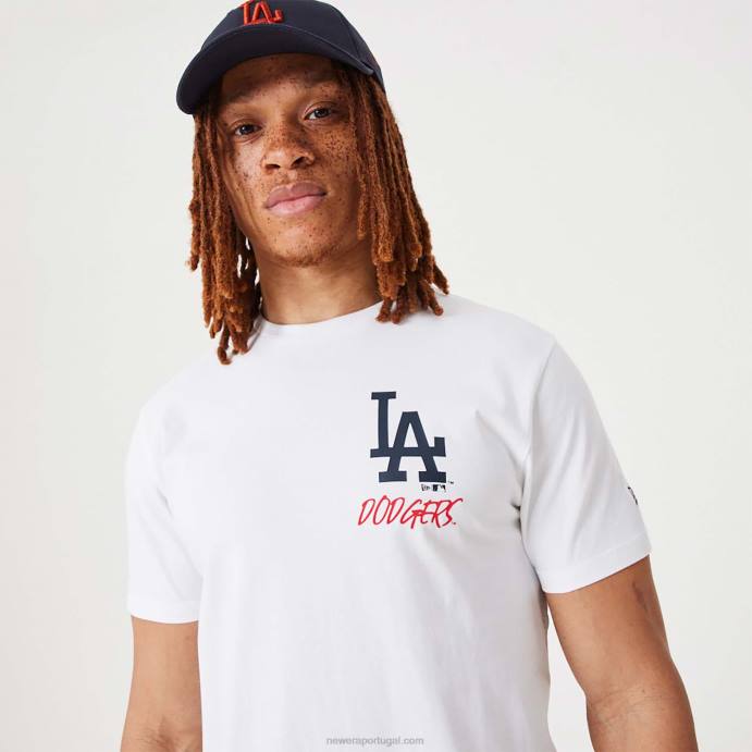 FFTN3170 New Era la dodgers mlb camiseta com logotipo da equipe branca