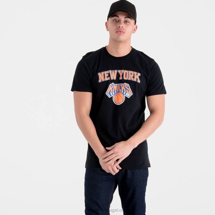 FFTN3177 New Era camiseta preta com logo do time new york knicks