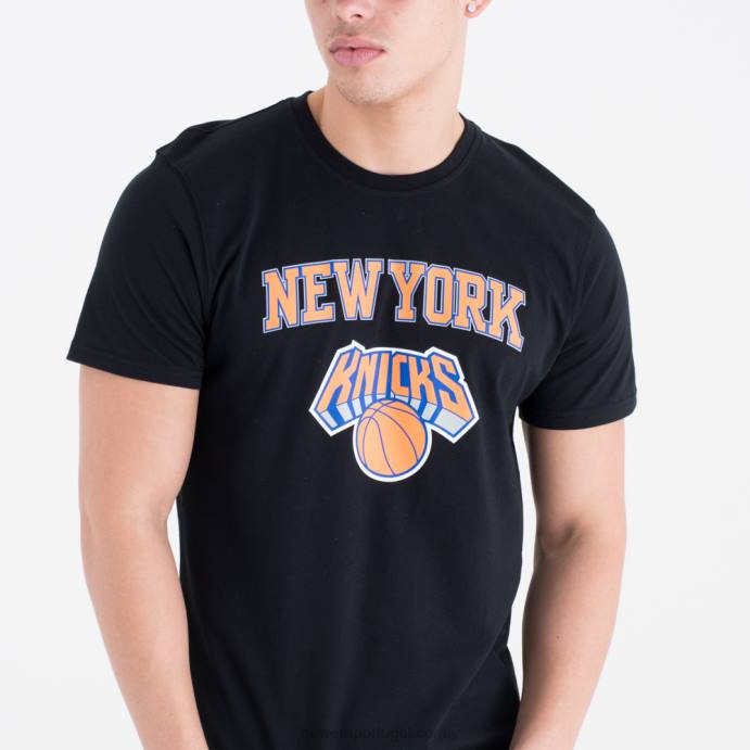 FFTN3177 New Era camiseta preta com logo do time new york knicks