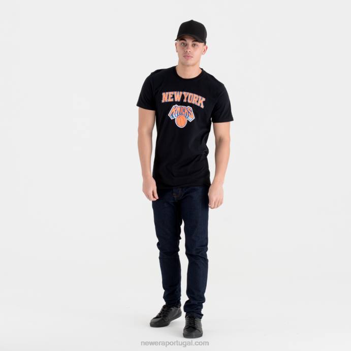 FFTN3177 New Era camiseta preta com logo do time new york knicks