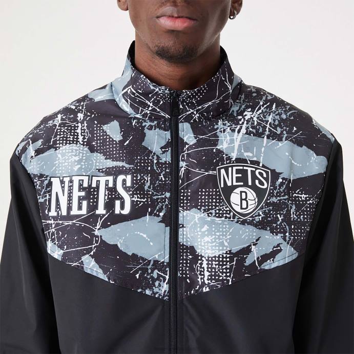 FFTN2560 New Era brooklyn nets nba jaqueta all over estampada preta