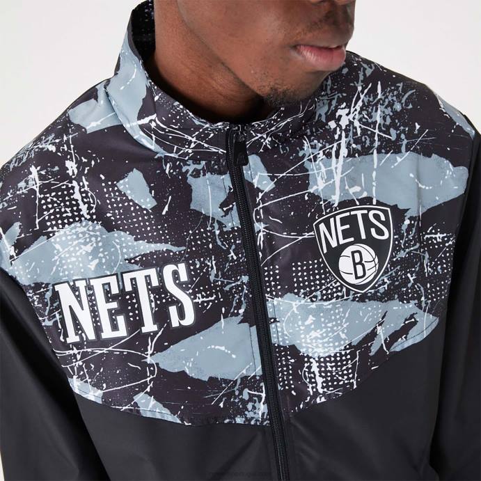 FFTN2560 New Era brooklyn nets nba jaqueta all over estampada preta