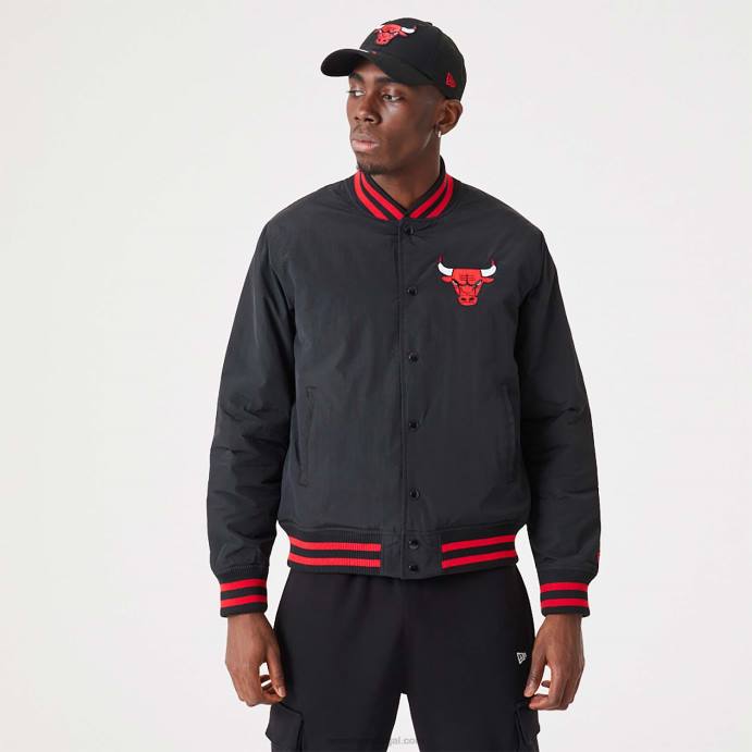 FFTN2563 New Era chicago bulls nba script jaqueta bomber preta