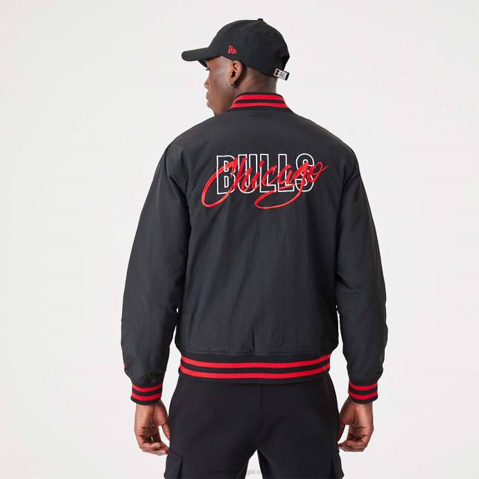 FFTN2563 New Era chicago bulls nba script jaqueta bomber preta